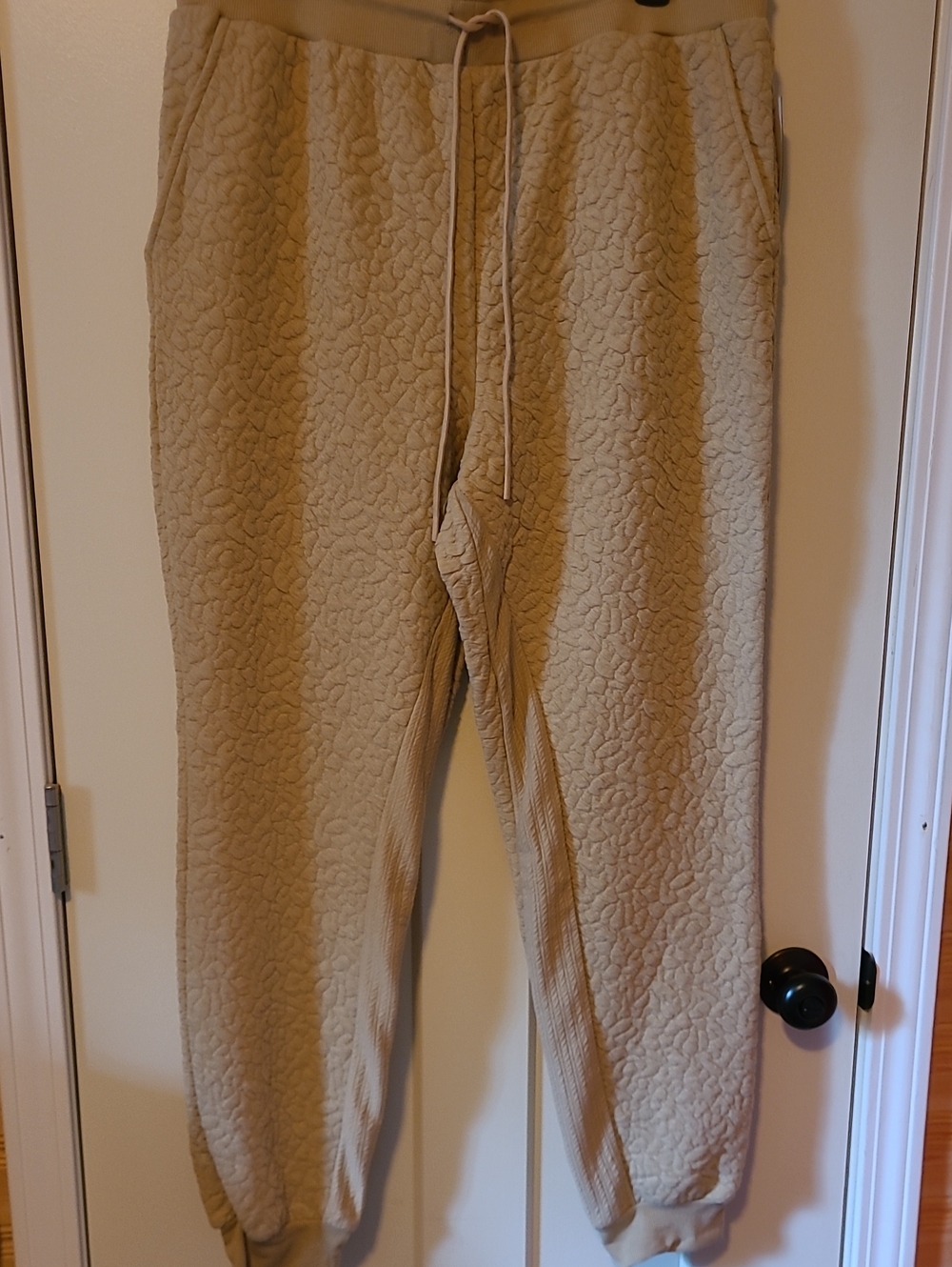 Tahari Quilted Track Pants in Beige